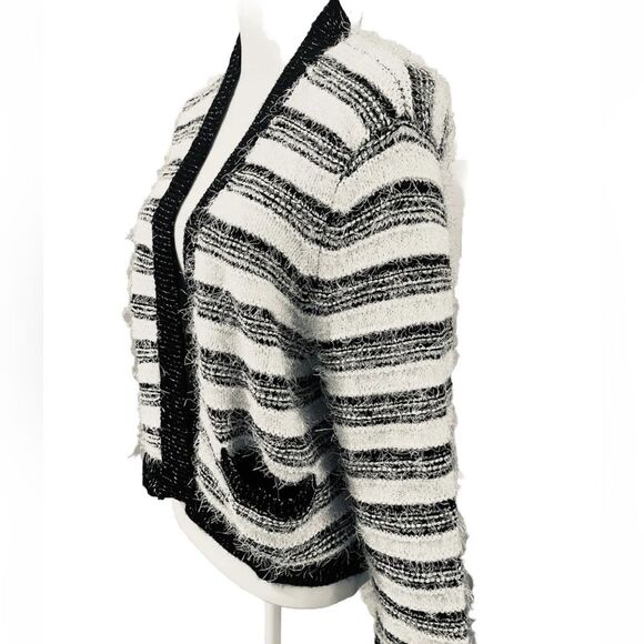 Calvin Klein Cropped Sweater Cardigan Size S Black/white Grandma Laches Soft - Picture 2 of 4